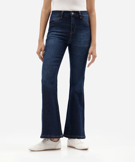 calça flare petit feminina jeans cintura alta sawary azul
