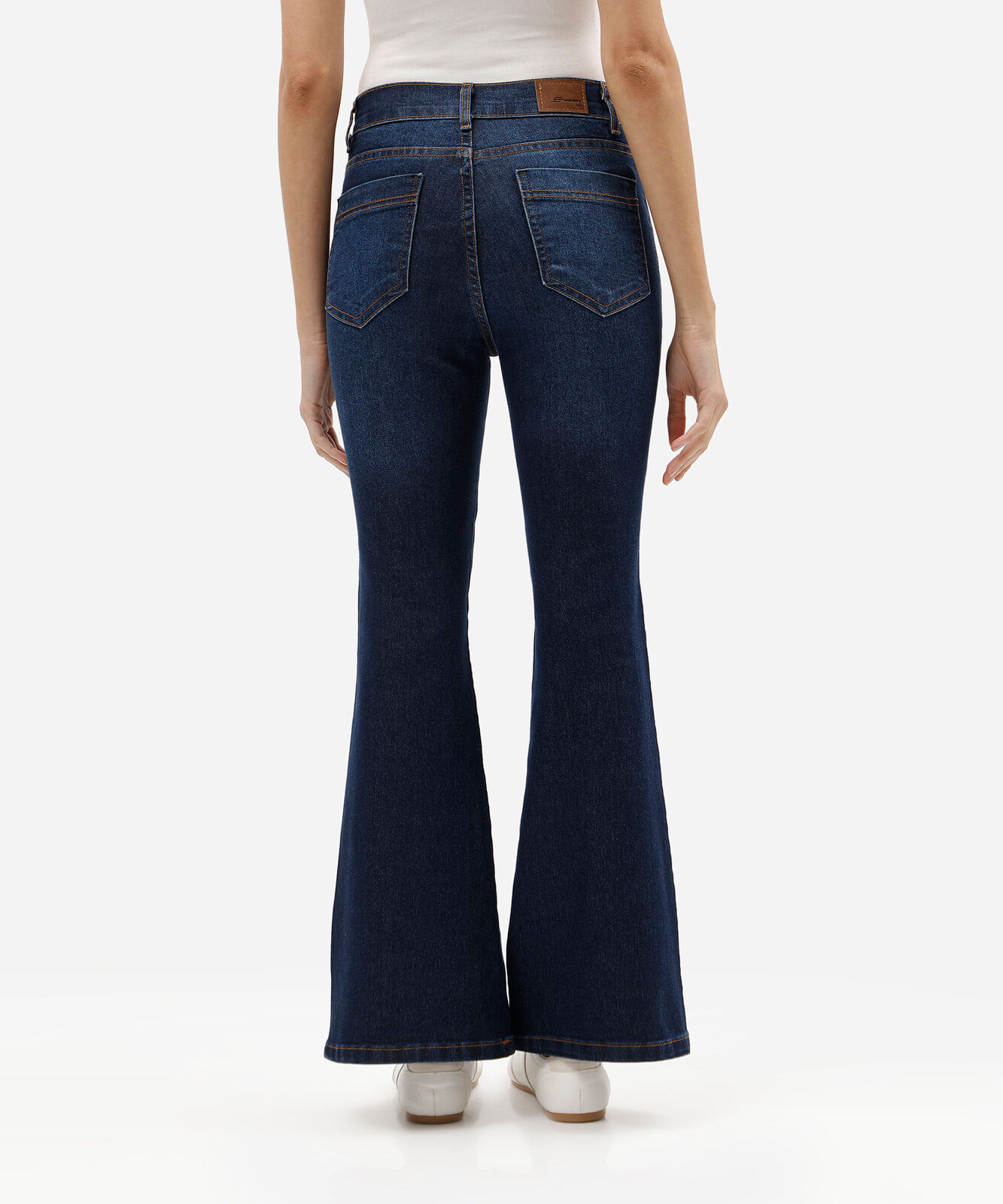 calça flare petit feminina jeans cintura alta sawary azul