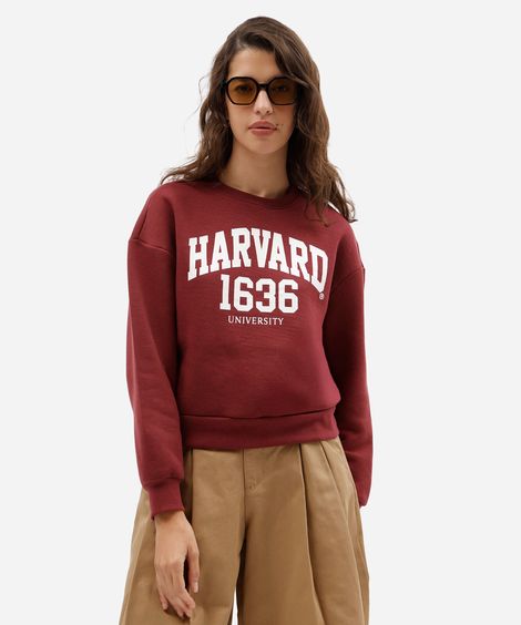 blusão feminino de moletom harvard vinho