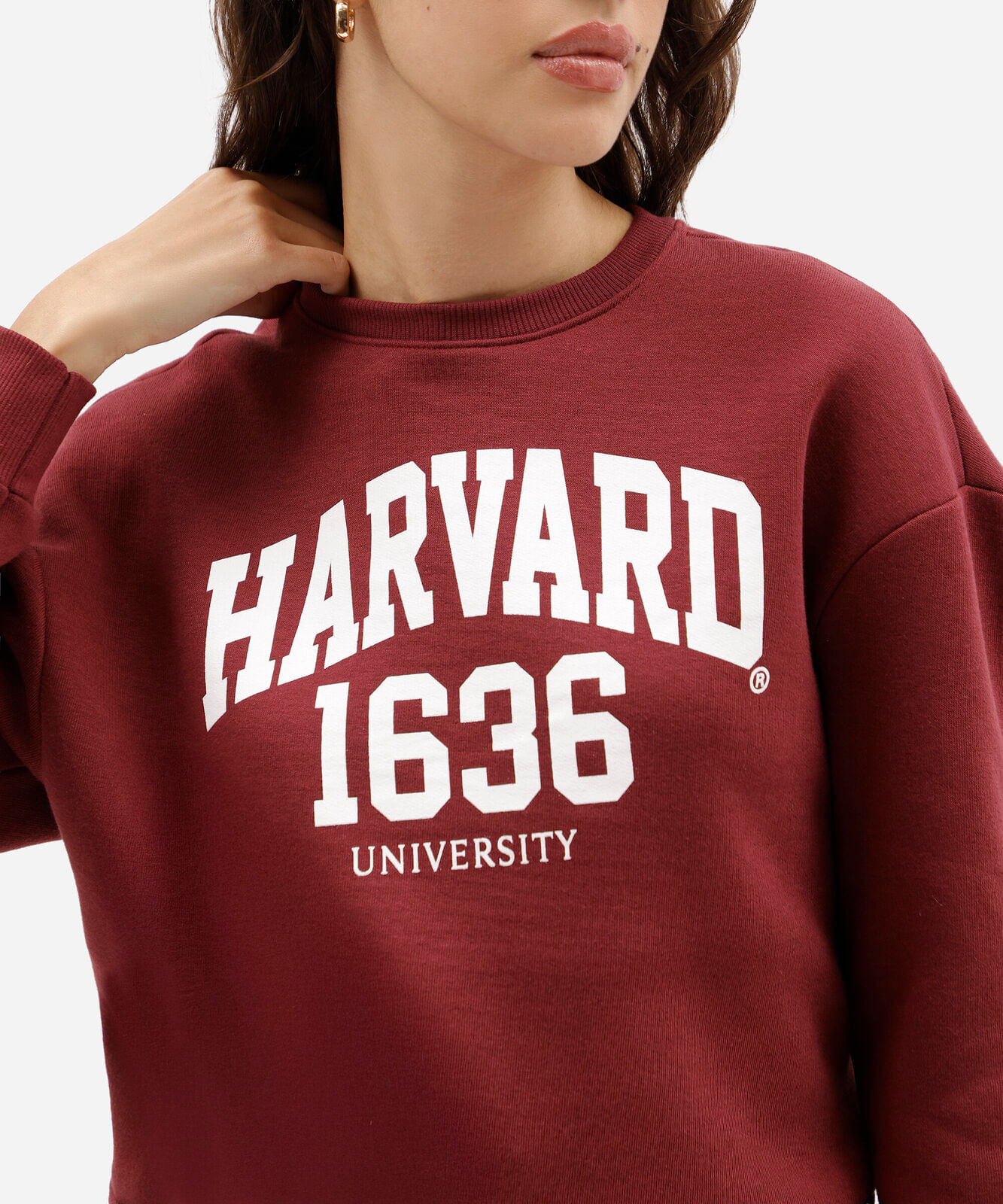 blusão feminino de moletom harvard vinho
