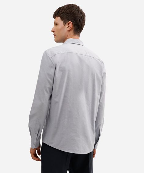 camisa comfort oxford manga longa azul