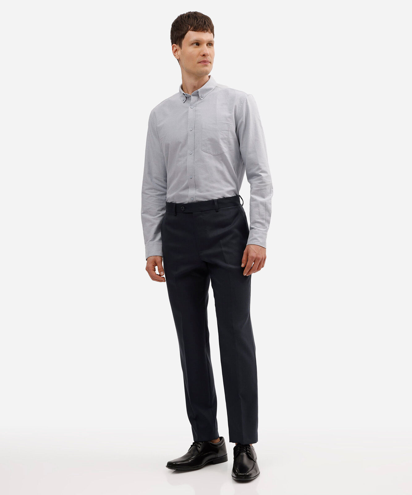 camisa comfort oxford manga longa azul