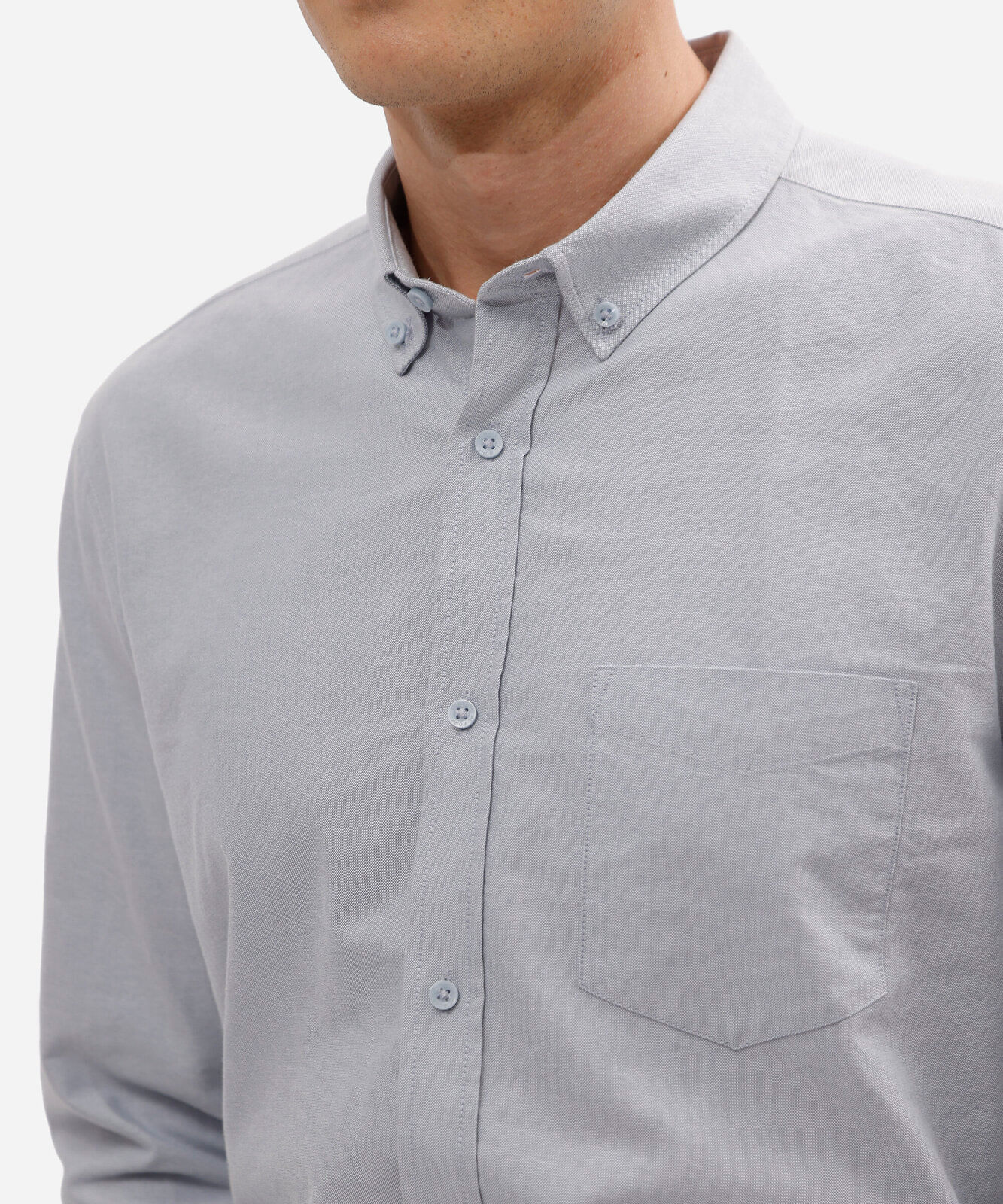 camisa comfort oxford manga longa azul