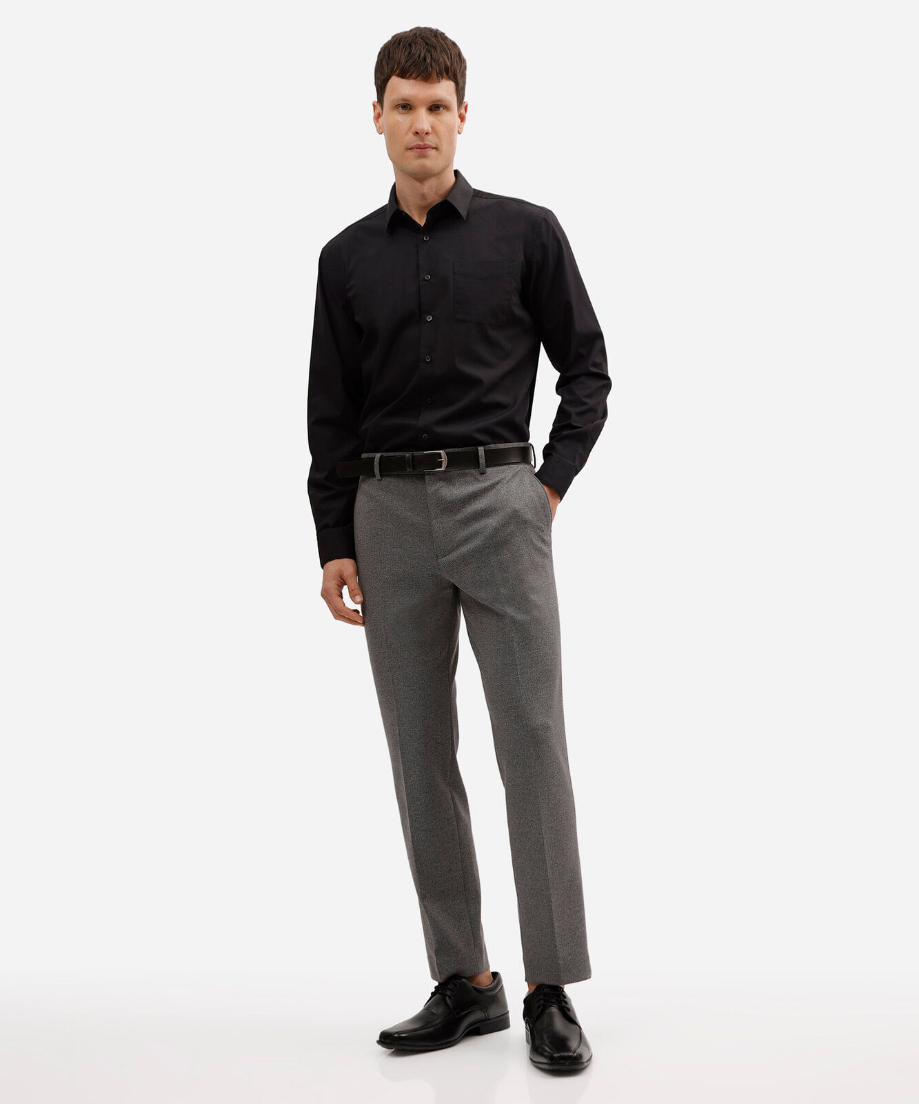 calça slim masculina de alfaiataria cinza