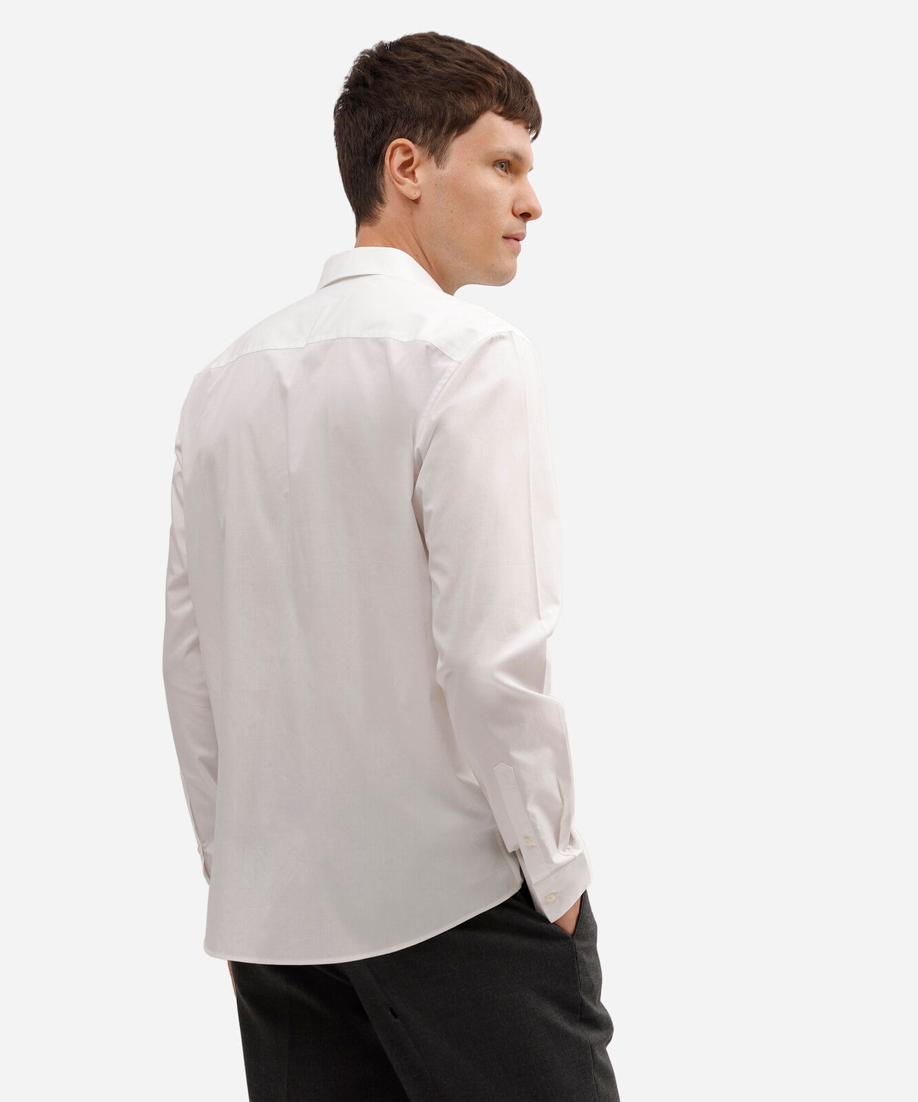camisa masculina de algodão manga longa branca