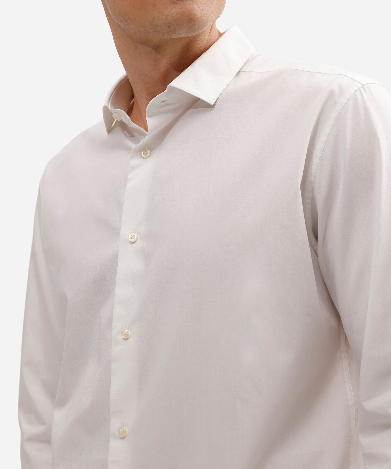 camisa masculina de algodão manga longa branca