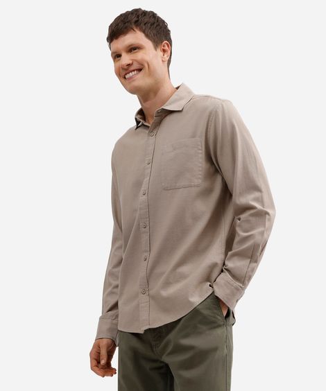 camisa comfort de algodão manga longa com bolso verde