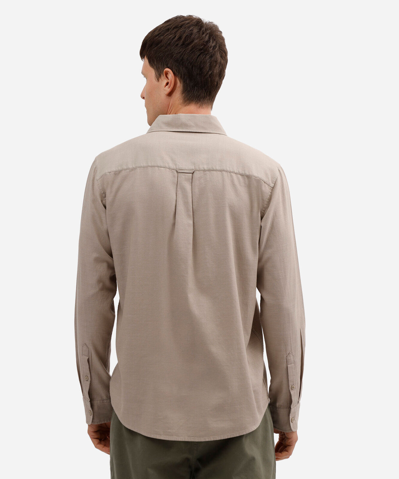 camisa comfort de algodão manga longa com bolso verde