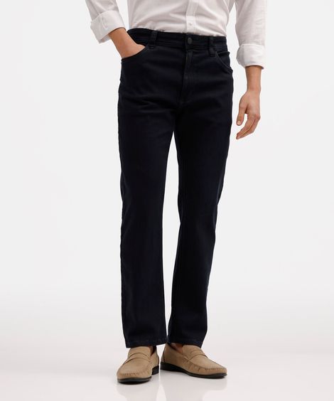calça jeans slim comfort cintura média azul escuro