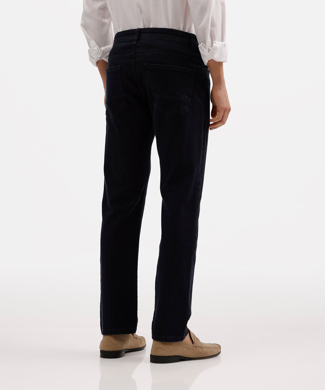 calça jeans slim comfort cintura média azul escuro