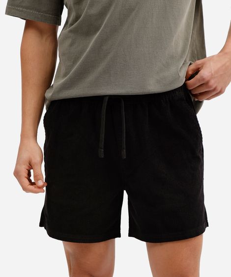 short de veludo cotelê com bolsos preto