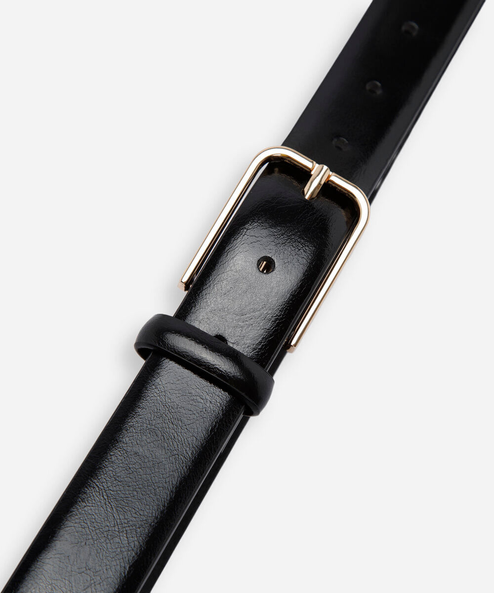 cinto croco com fivela retangular preto