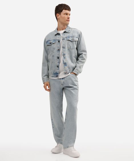 calça reta masculina jeans azul