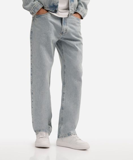 calça reta masculina jeans azul
