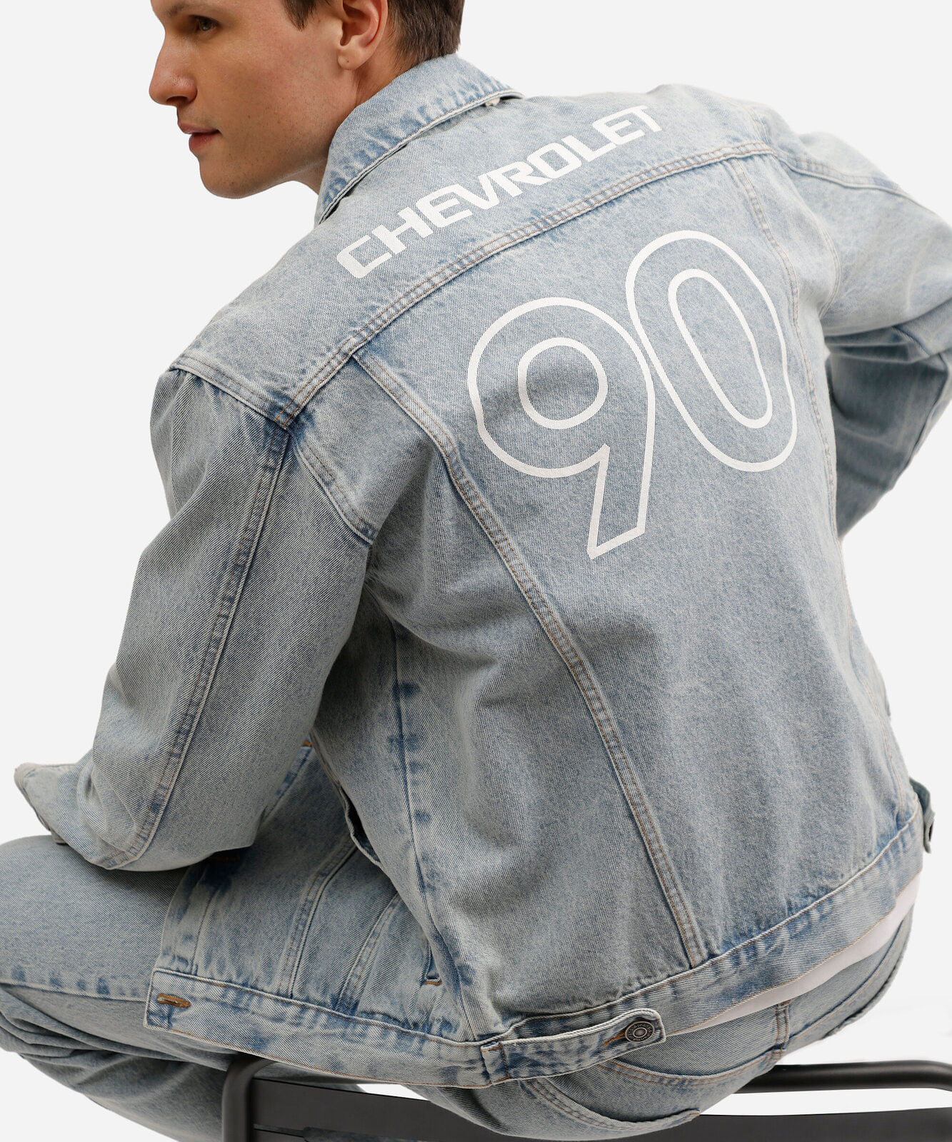 jaqueta masculina jeans chevrolet azul