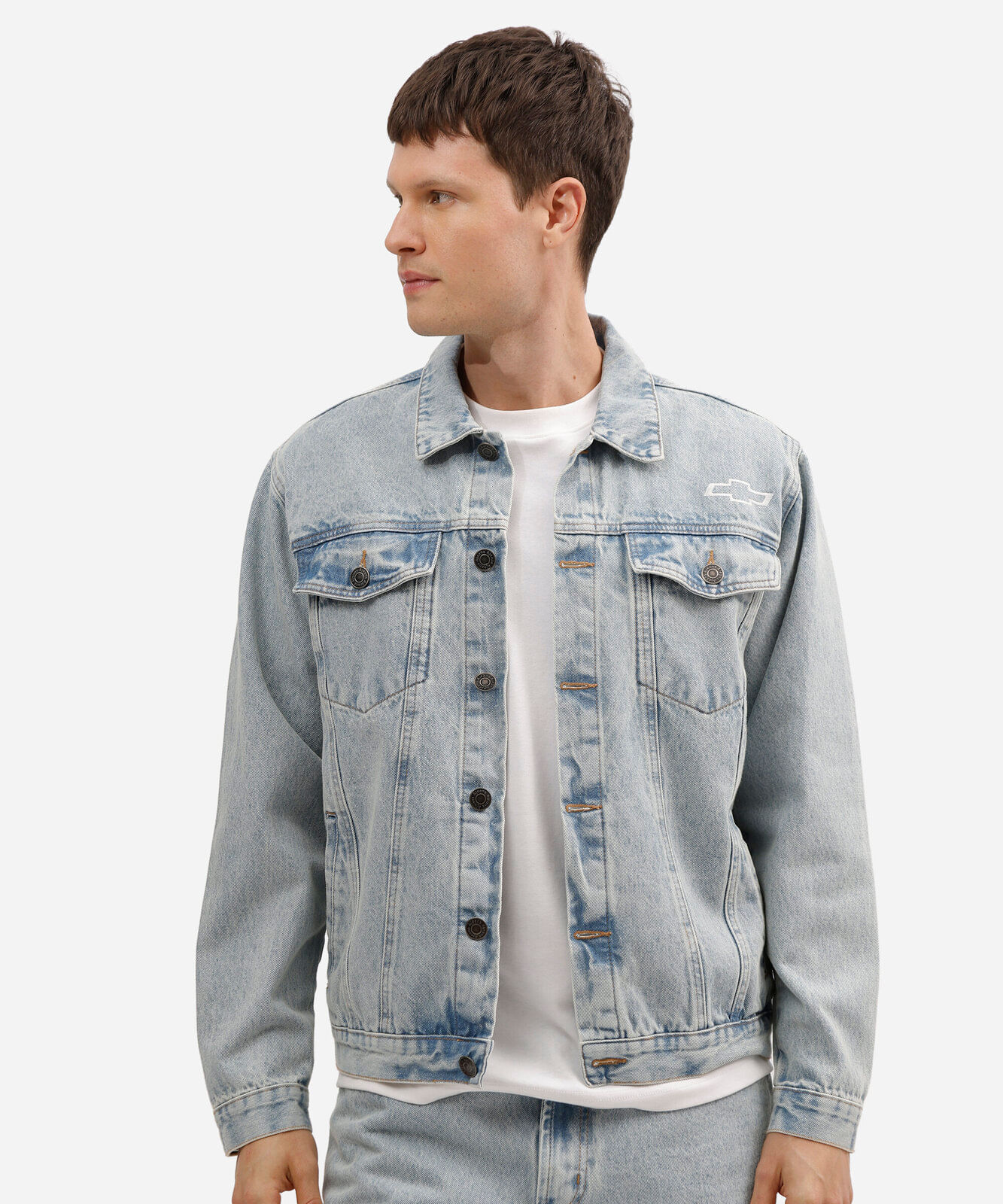 jaqueta masculina jeans chevrolet azul