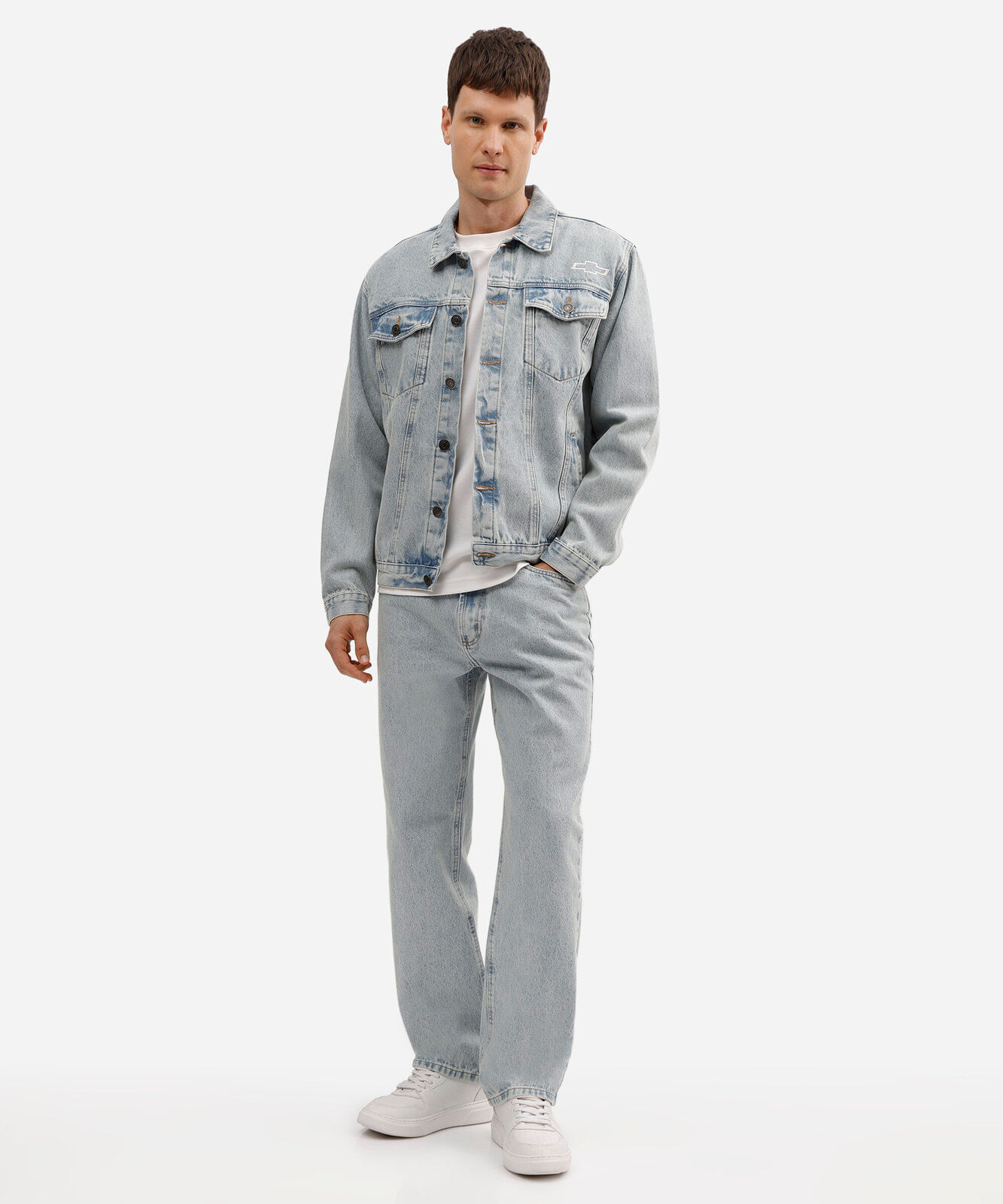 jaqueta masculina jeans chevrolet azul