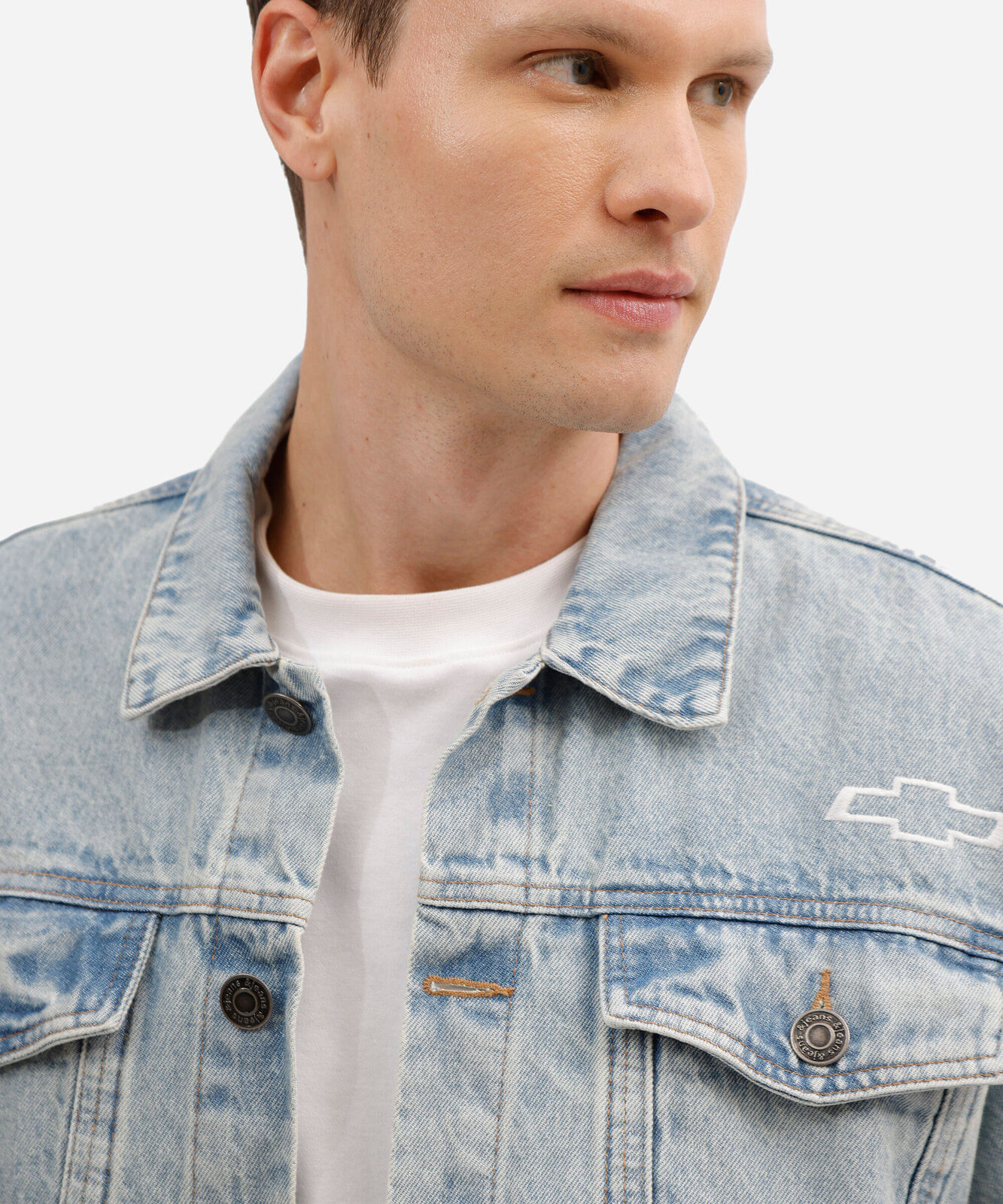 jaqueta masculina jeans chevrolet azul