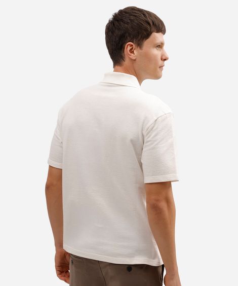 polo masculina de algodão manga curta texturizada branca