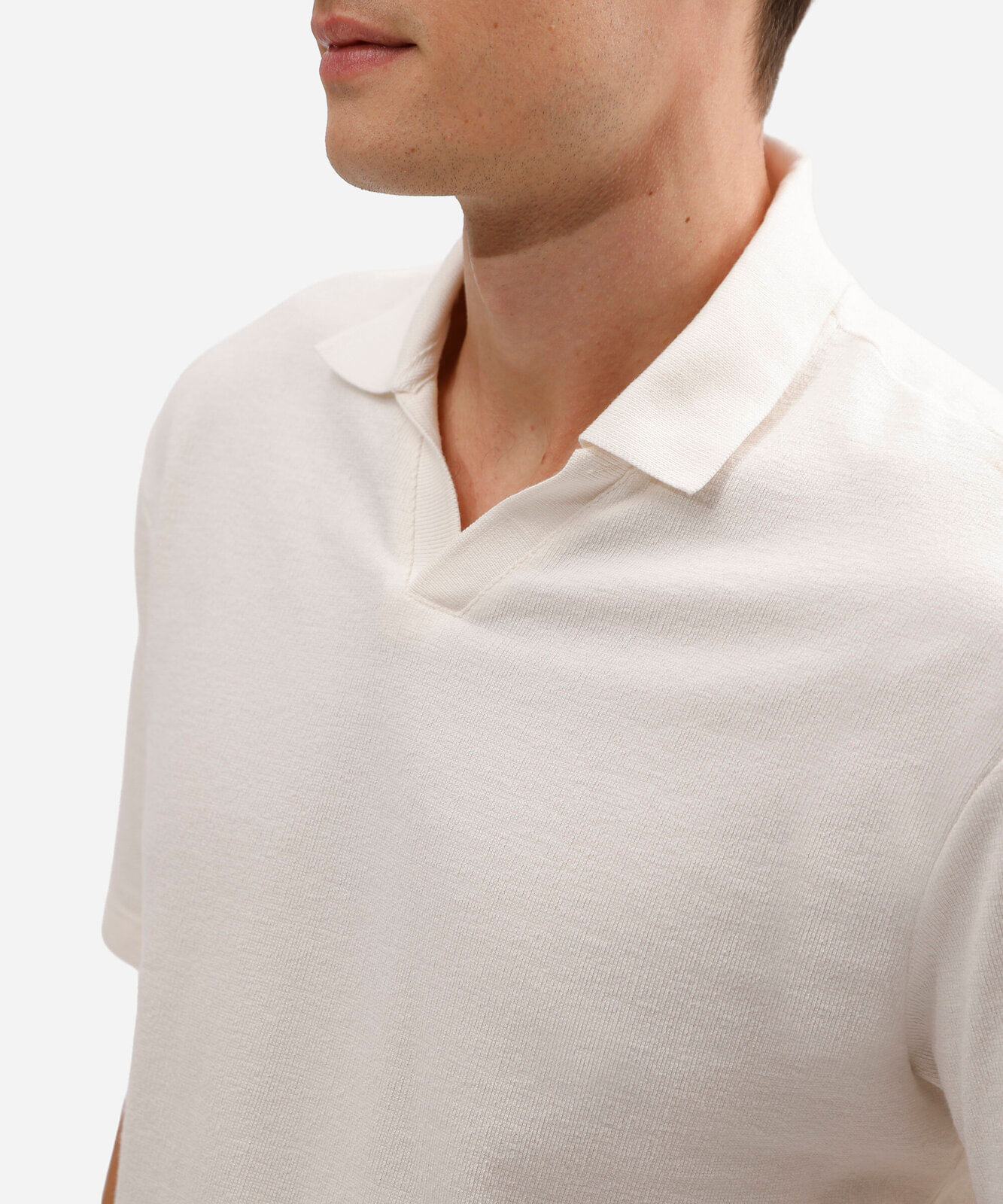 polo masculina de algodão manga curta texturizada branca