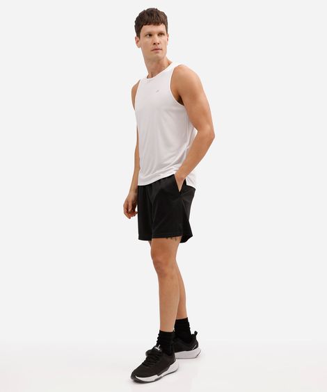bermuda esportiva masculina 2 em 1 em malha mesh preta