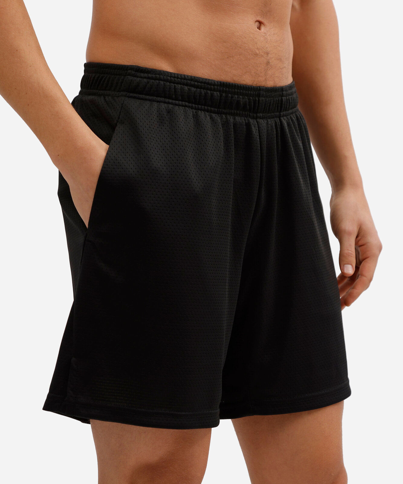 bermuda esportiva masculina 2 em 1 em malha mesh preta