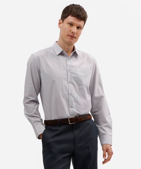 camisa masculina manga longa listrada cinza