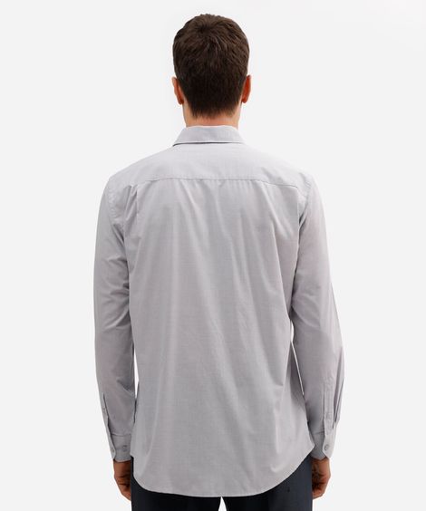 camisa masculina manga longa listrada cinza