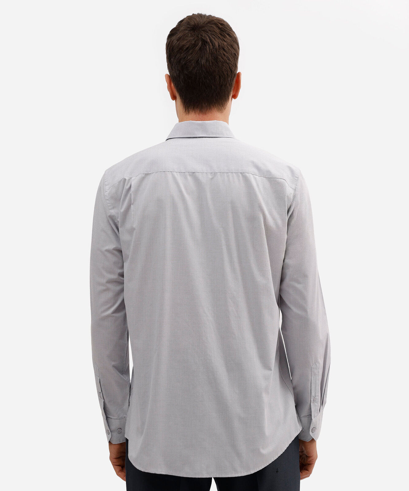 camisa masculina manga longa listrada cinza