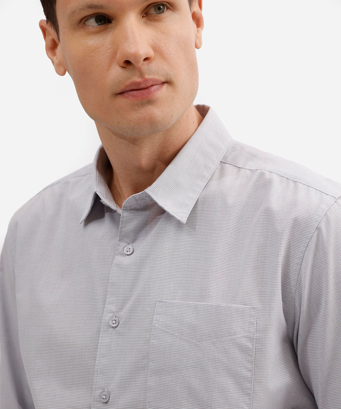 camisa masculina manga longa listrada cinza
