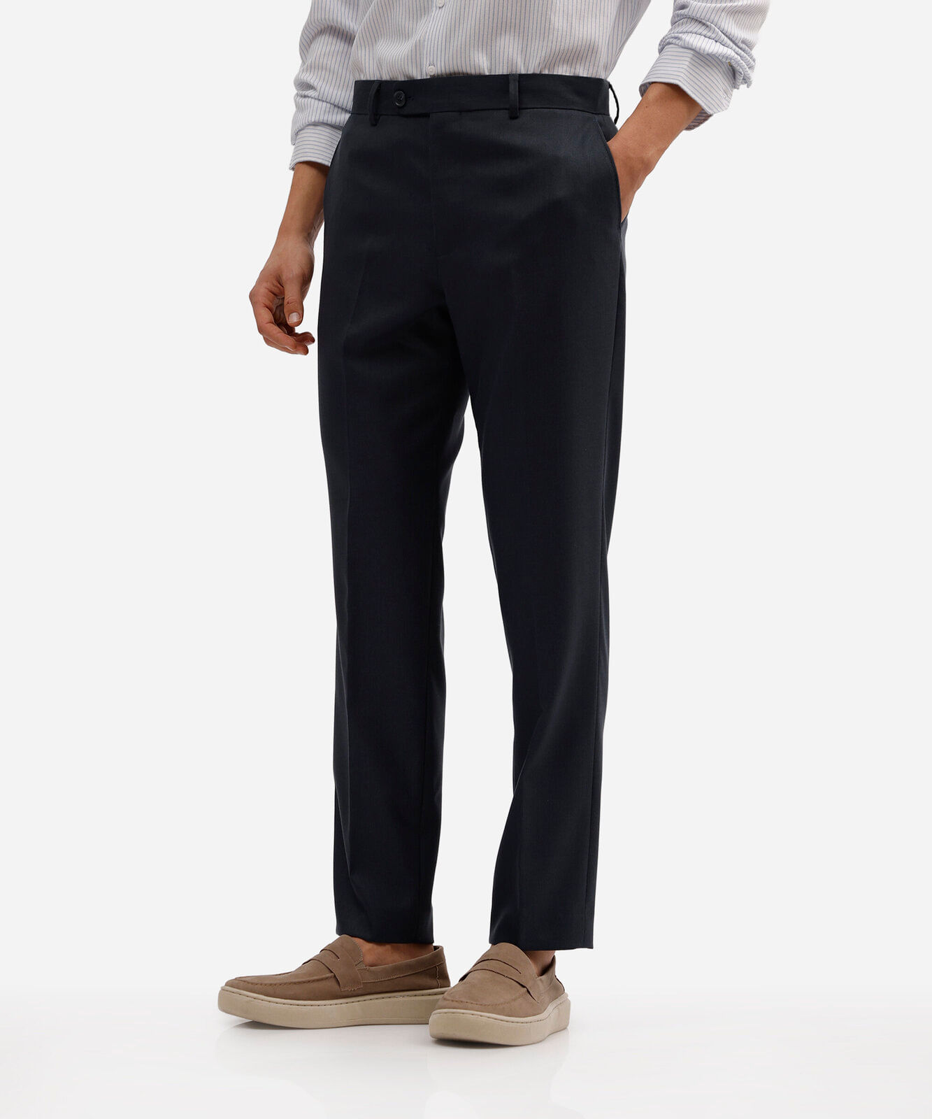 calça slim masculina de alfaiataria azul