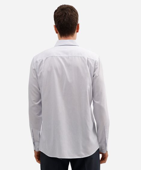 camisa masculina manga longa listrada azul