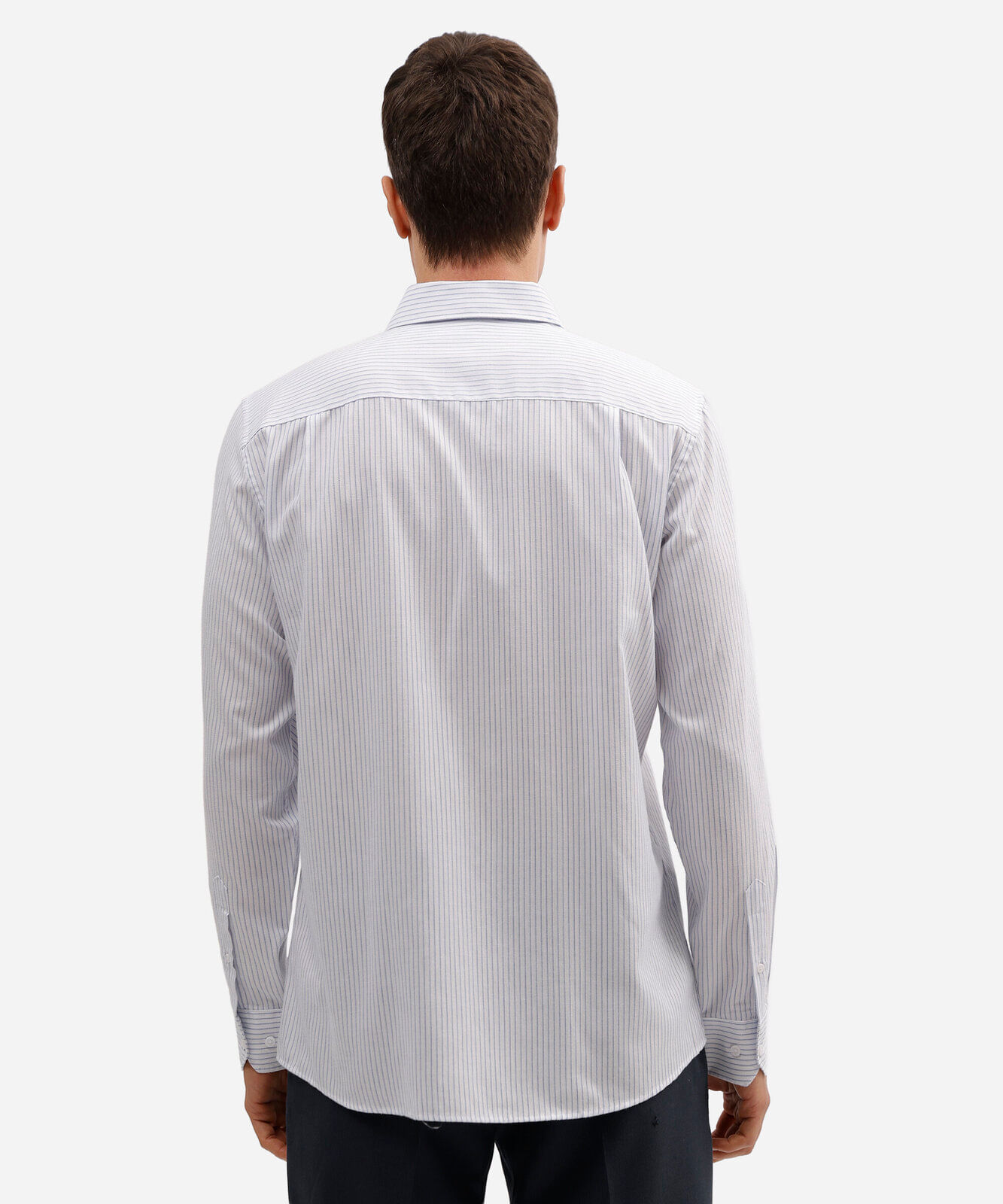 camisa masculina manga longa listrada azul