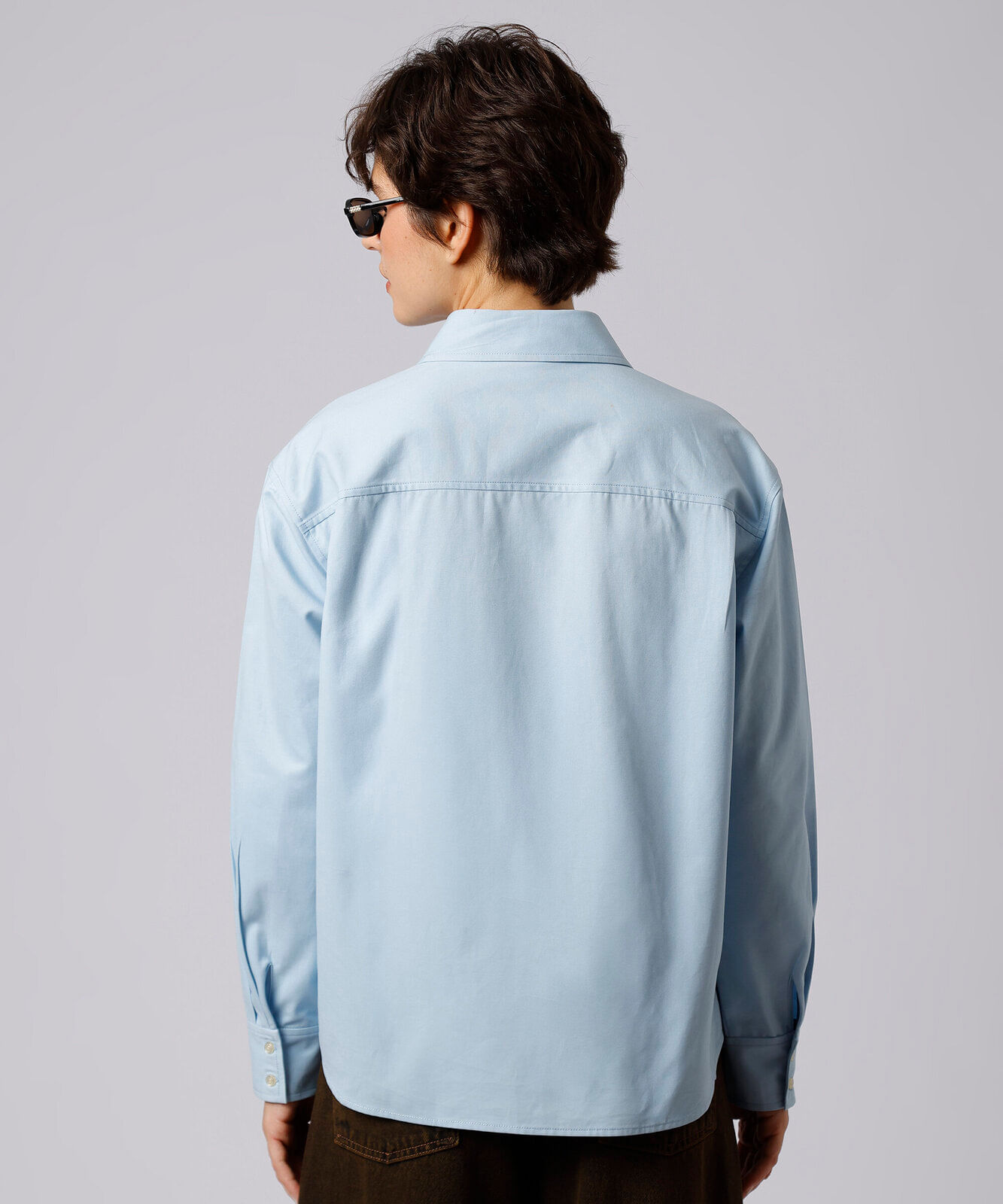 camisa feminina de algodão manga longa mindset azul
