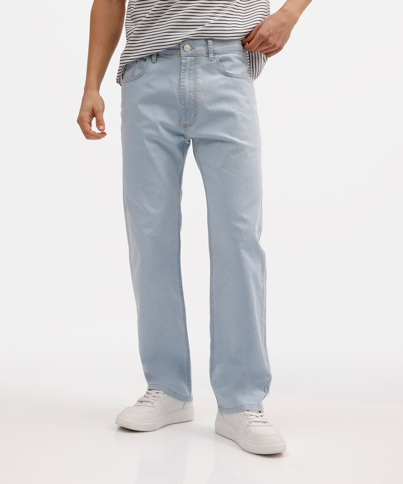 calça reta masculina jeans azul