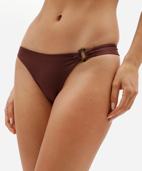 biquíni calcinha fio dental feminino com argola marrom