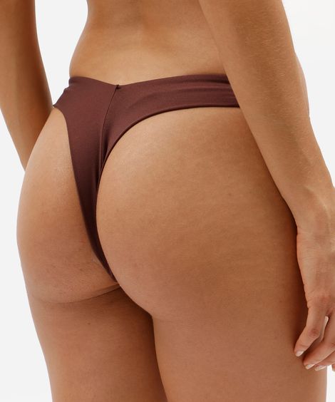 biquíni calcinha fio dental feminino com argola marrom