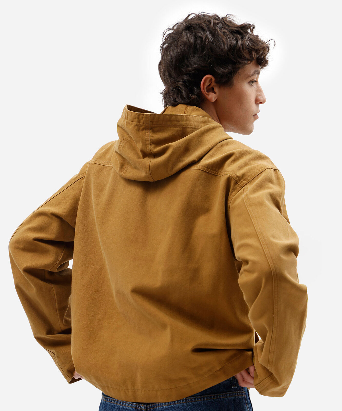 jaqueta masculina de sarja com capuz marrom