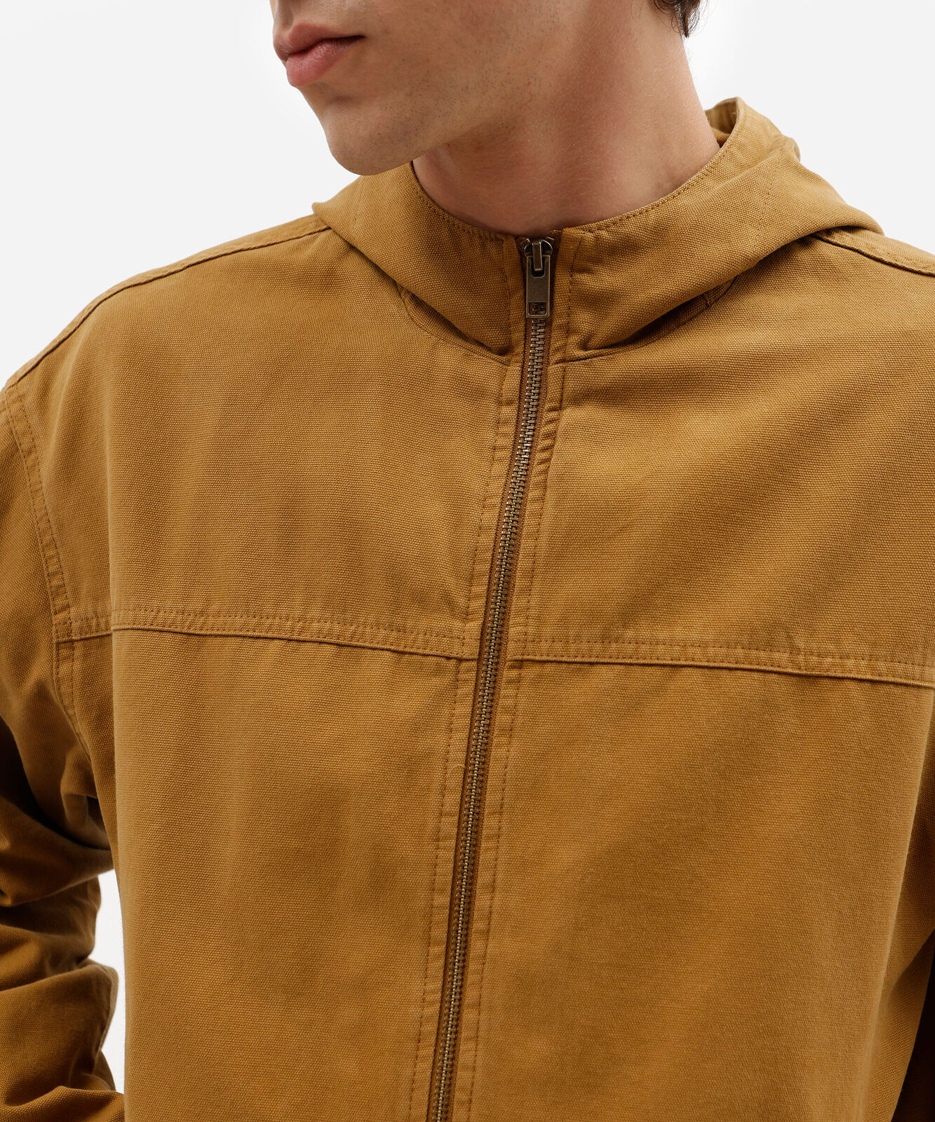 jaqueta masculina de sarja com capuz marrom