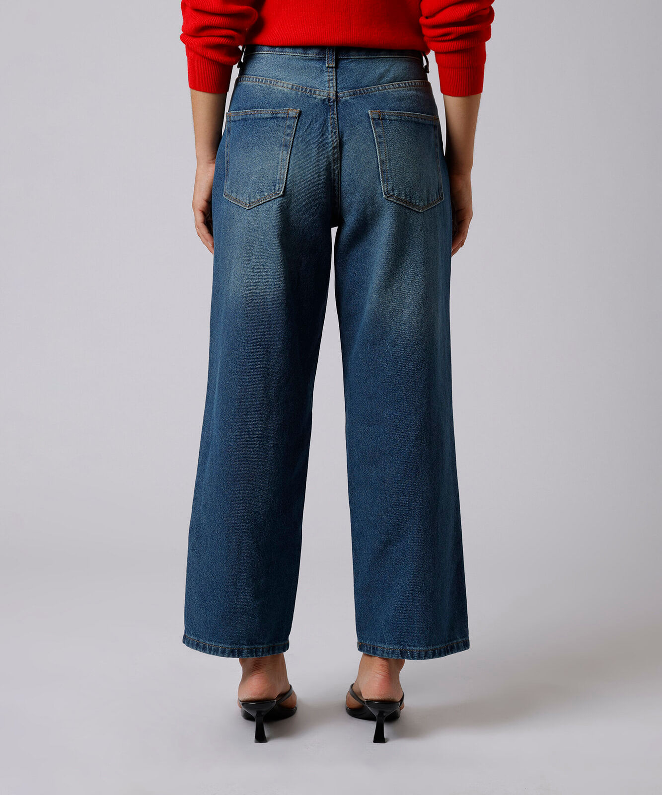 calça reta petit feminina jeans mindset azul