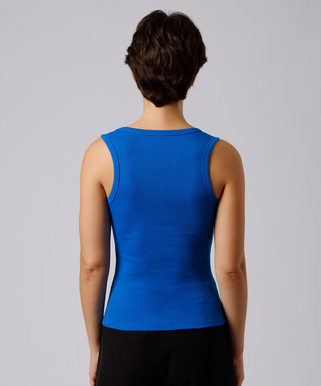 regata feminina de algodão peruano canelada mindset azul