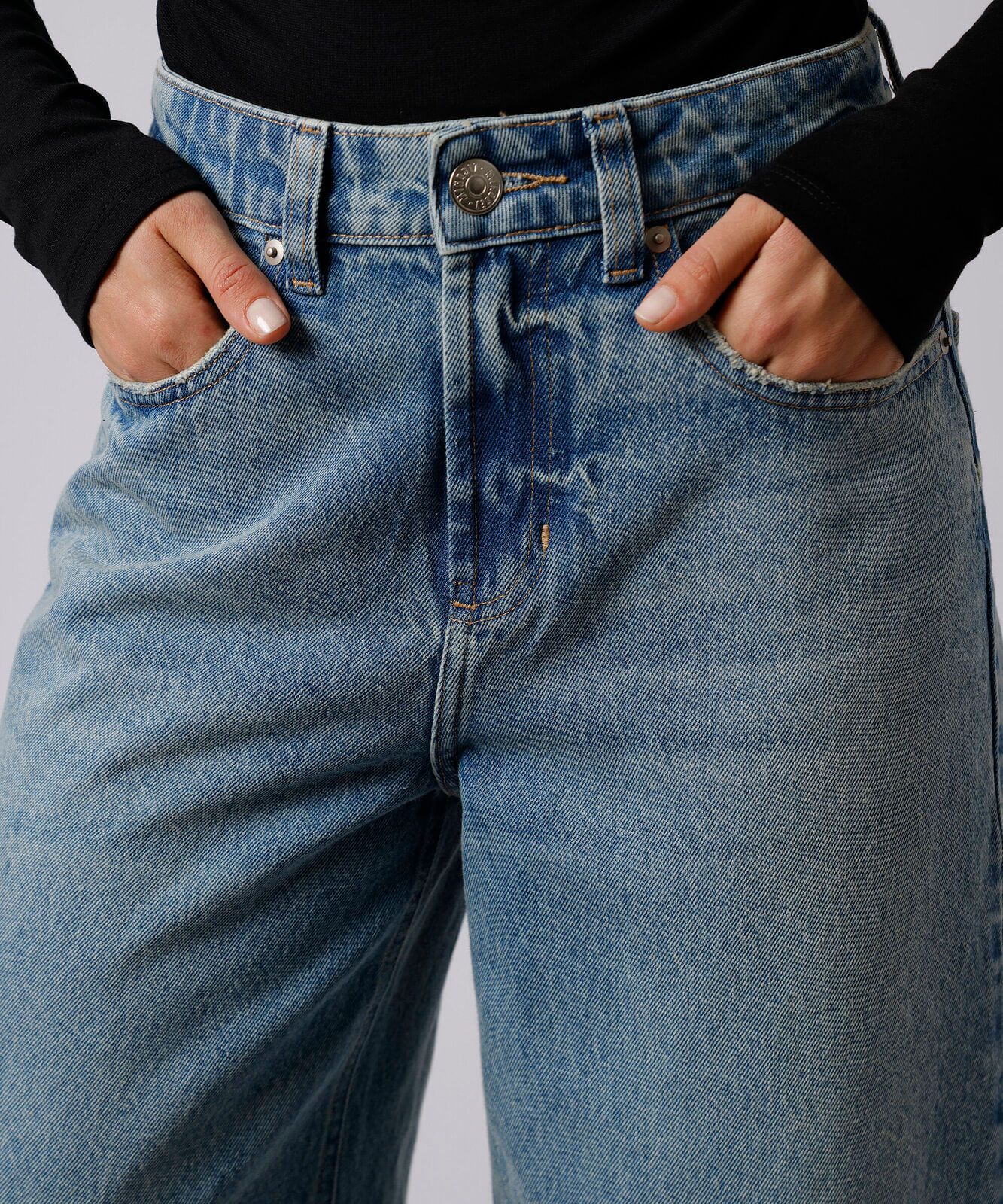 calça jeans feminina wide leg mindset em algodão azul