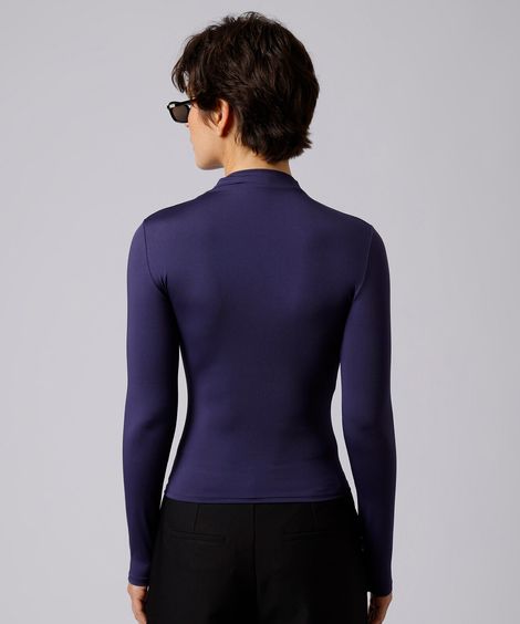 blusa feminina manga longa franzida mindset roxa