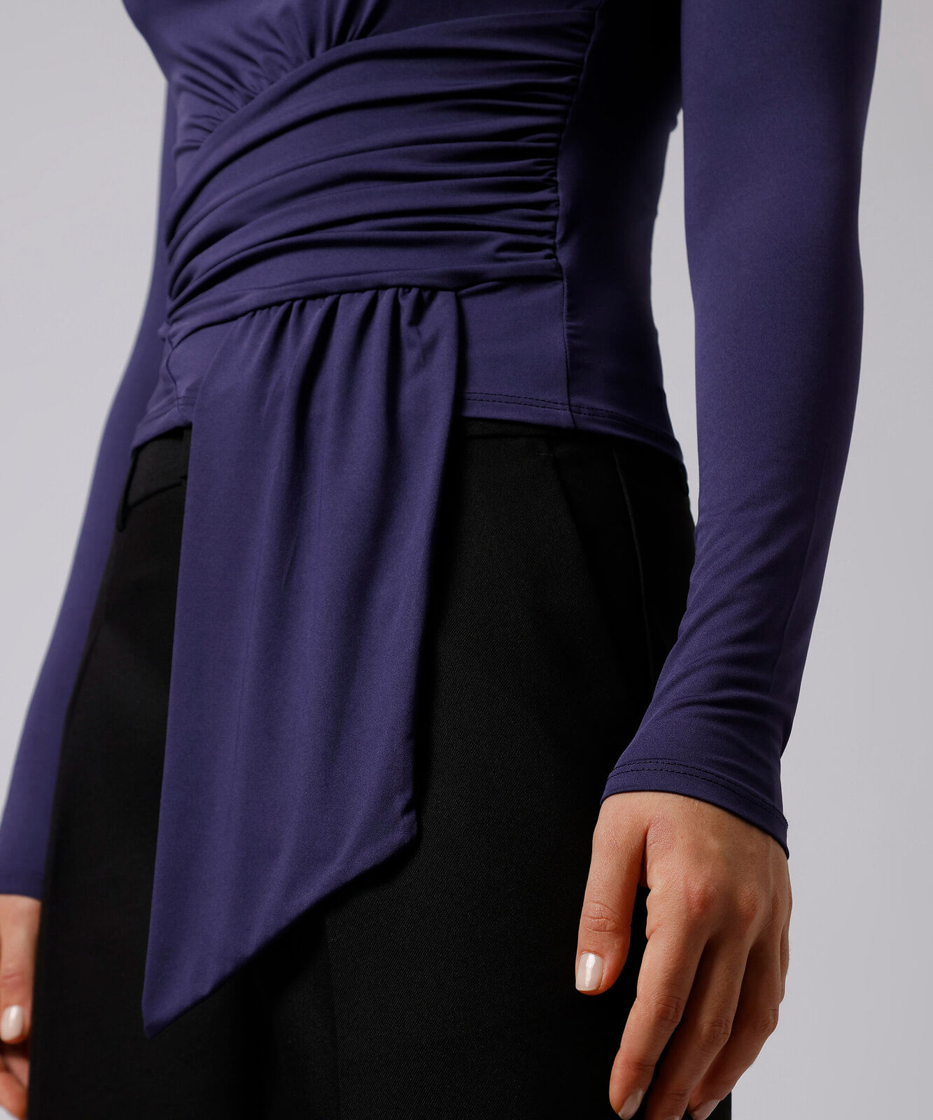blusa feminina manga longa franzida mindset roxa
