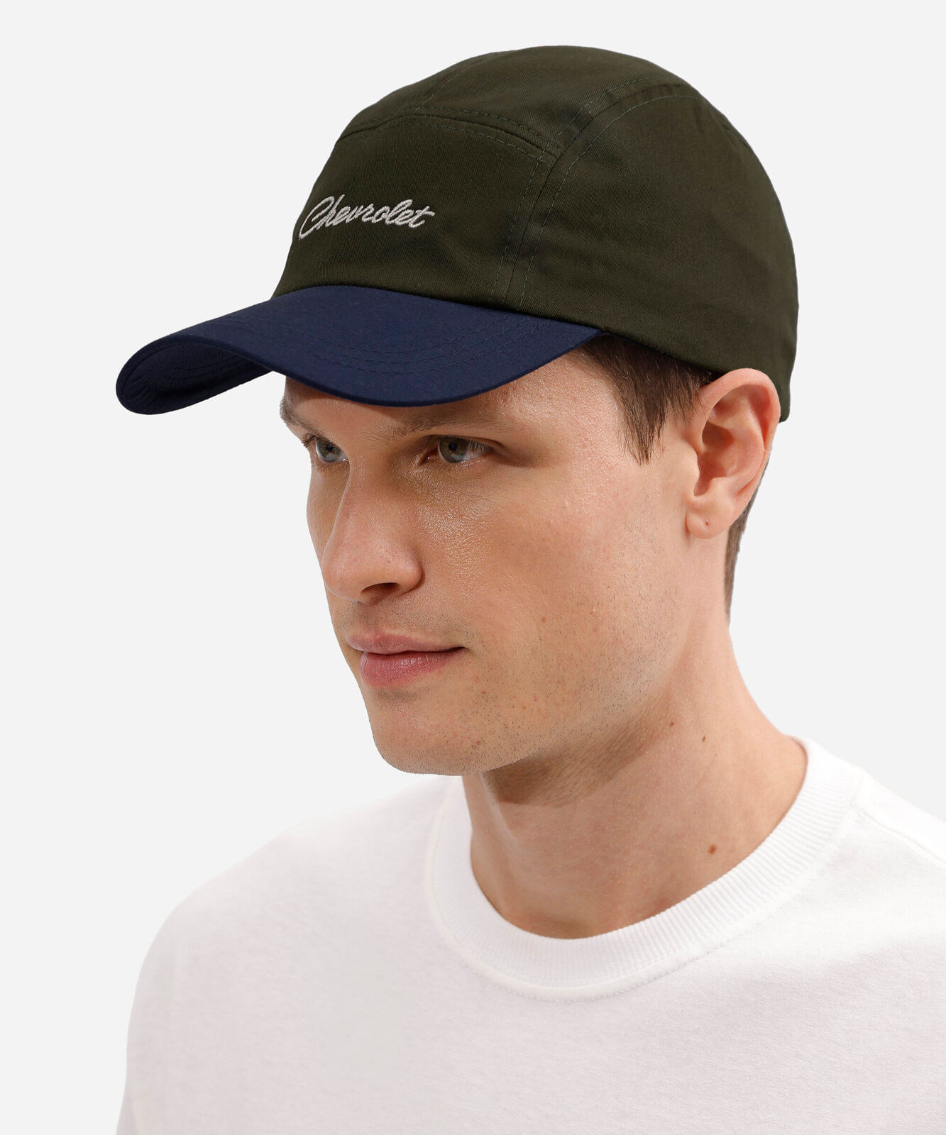 boné masculino 5 panel chevrolet com bordado em lona de algodão azul