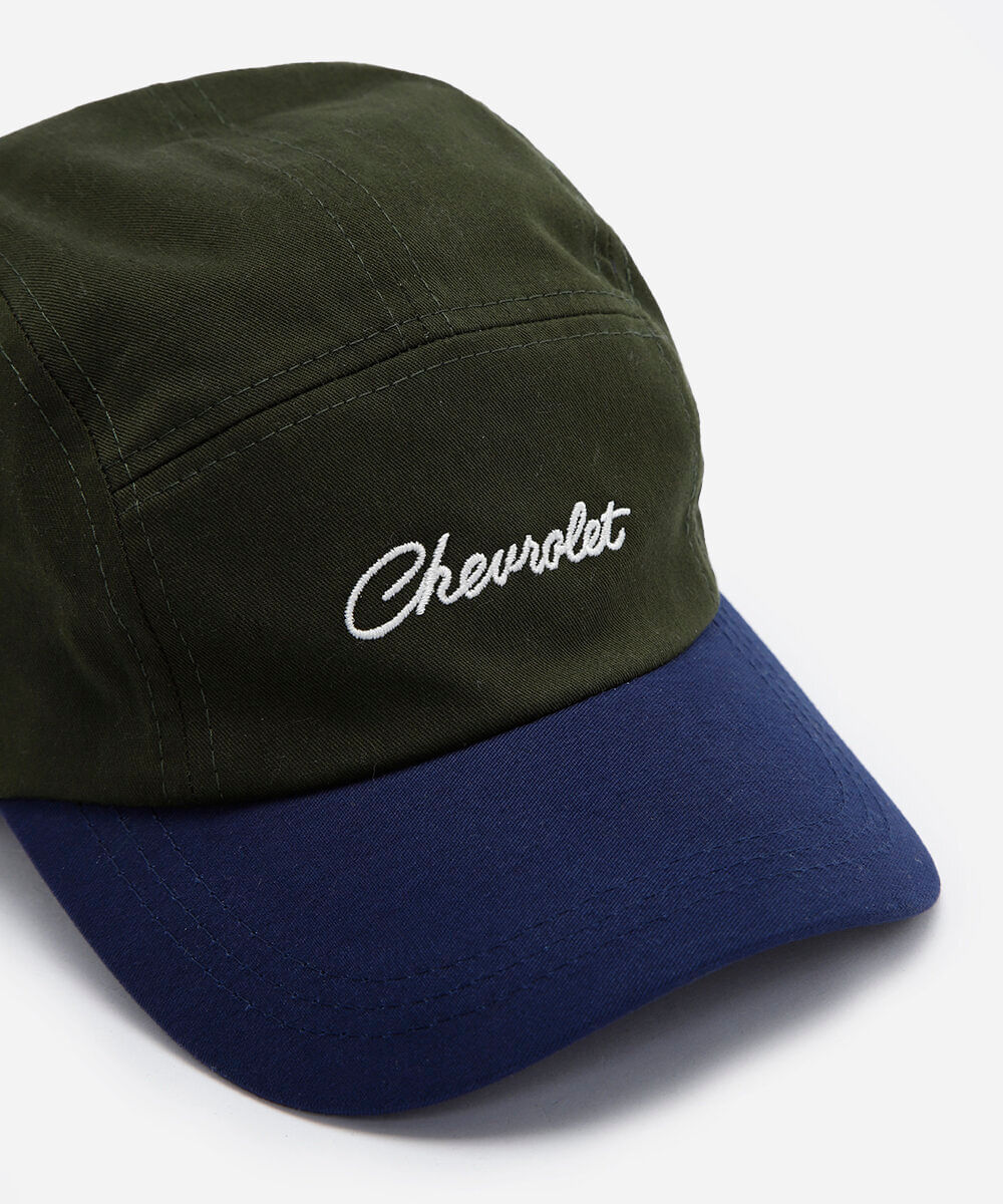 boné masculino 5 panel chevrolet com bordado em lona de algodão azul