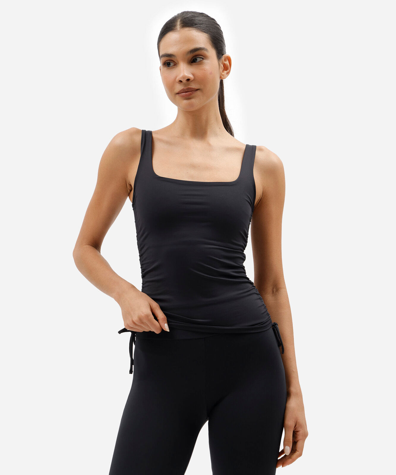 regata esportiva feminina com franzido preta