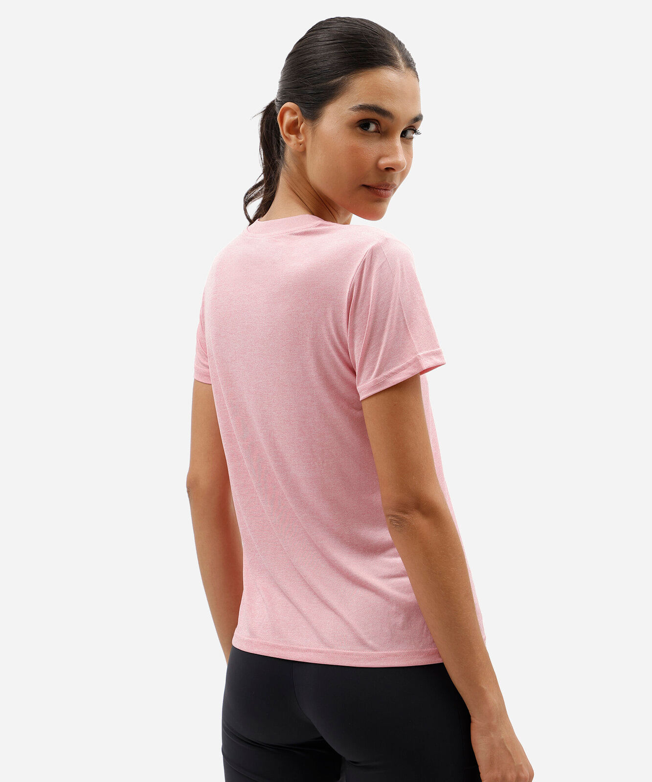 blusa esportiva feminina decote v manga curta rosa