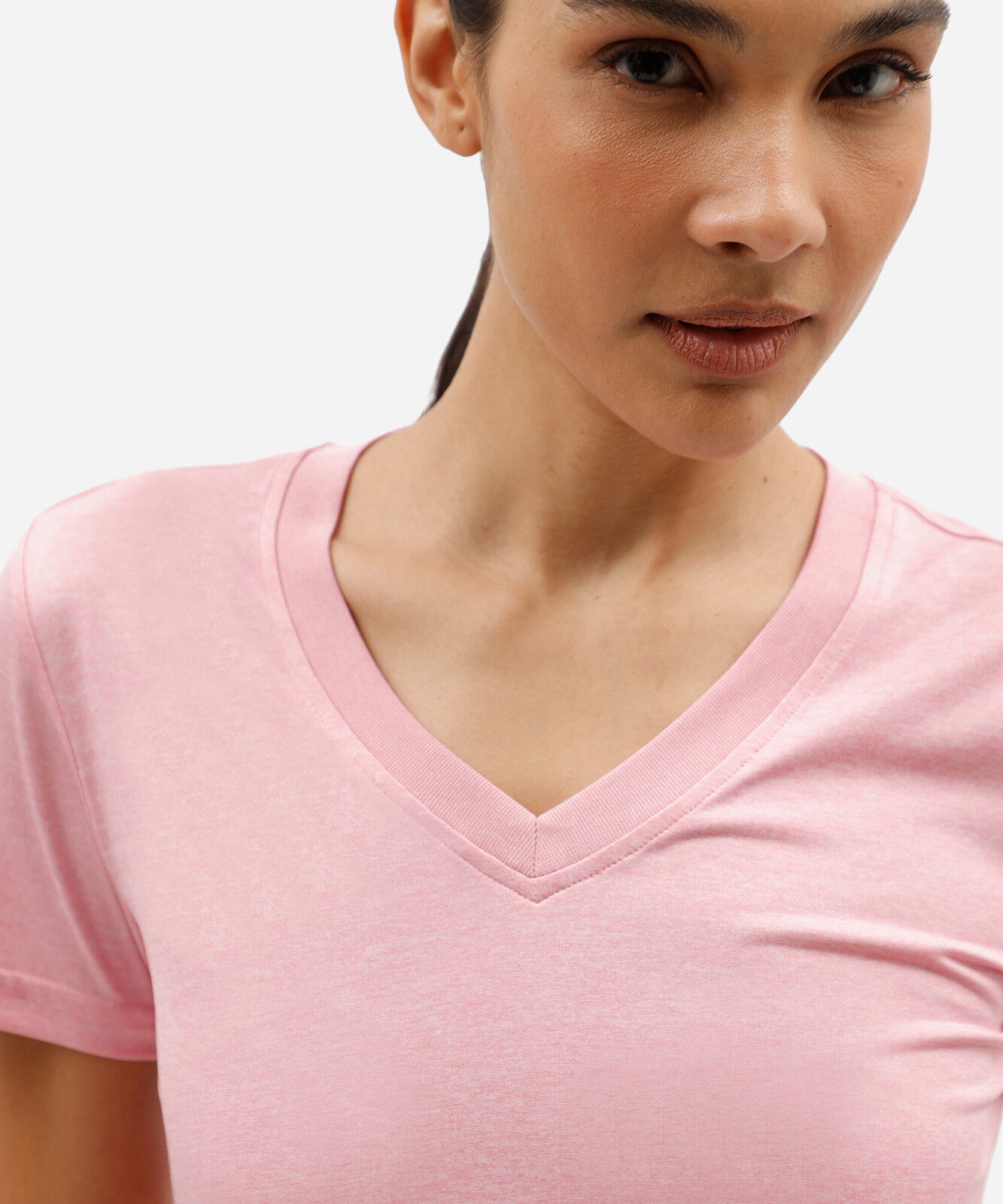 blusa esportiva feminina decote v manga curta rosa
