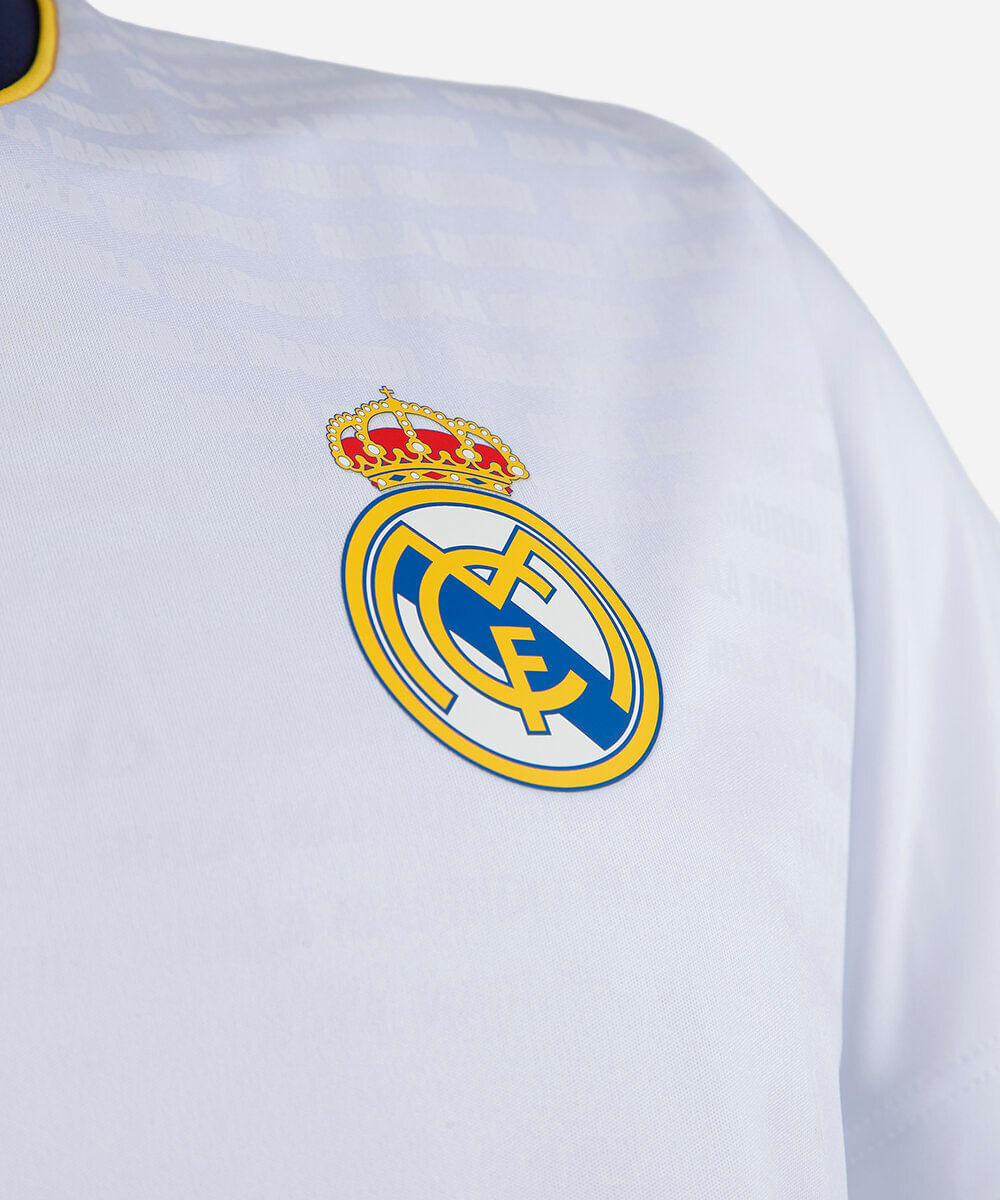 camiseta esportiva juvenil manga curta real madrid  off white